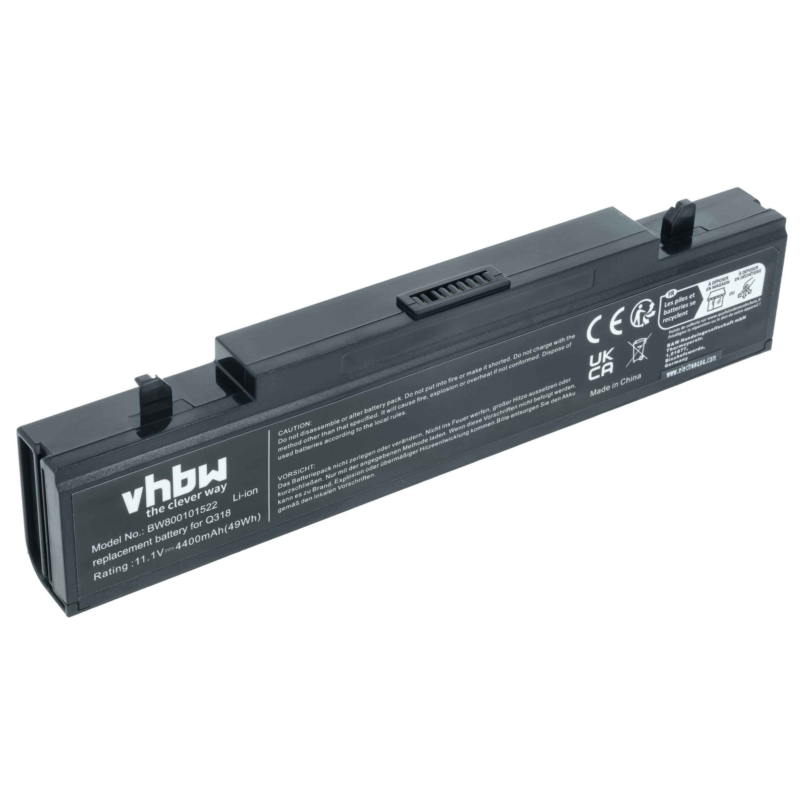 Batteria per notebook Samsung NP300E5C, R580, R730, RC530 - 4400mAh 11,1V Li-Ion nero